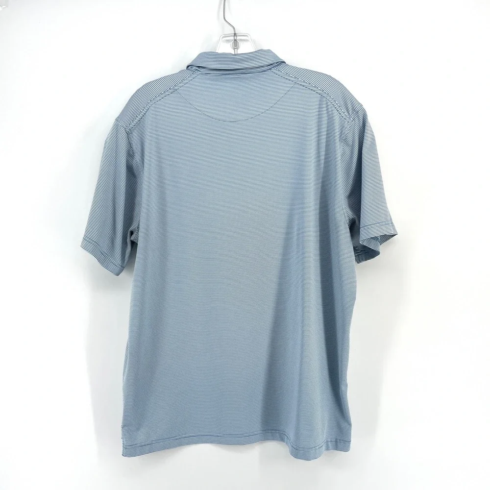 Nike Dri-Fit Golf Polo Shirt Mens L Blue White Striped Lighthouse‎ Short Sleeve